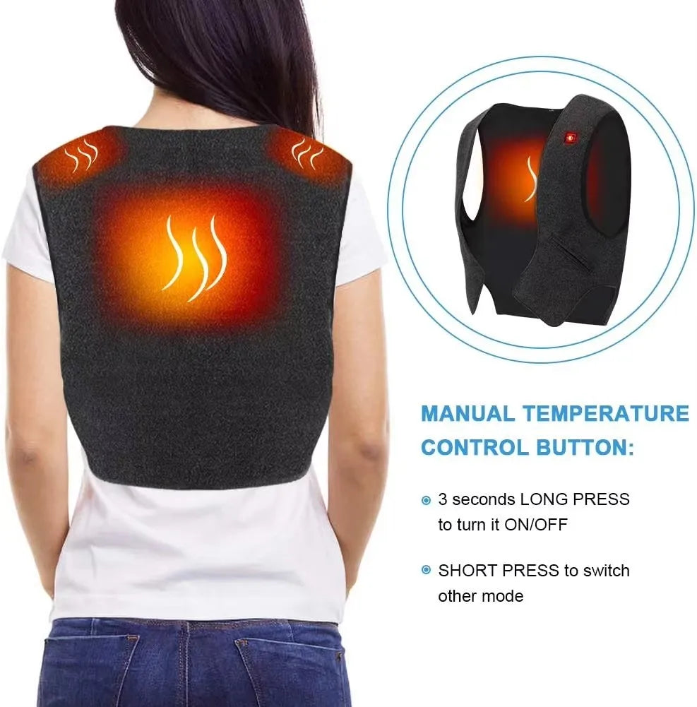 Gilet Chauffant Électrique Femme USB – Chauffage Infrarouge jusqu’à 45°C, Sans Manches, Léger & Confortable pour l’Hiver