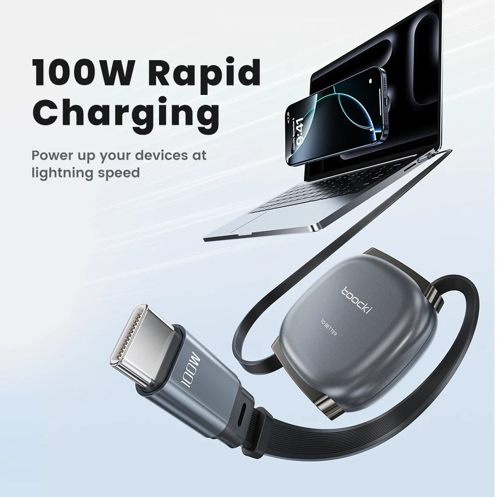 Câble USB-C Rétractable 100W – Charge rapide