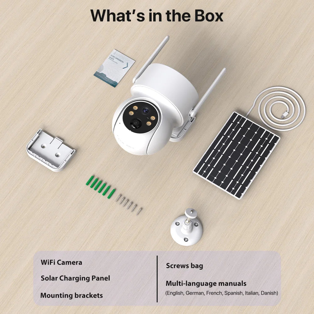 Caméra de Surveillance Solaire WiFi PTZ 360° Sans Fil - 4MP