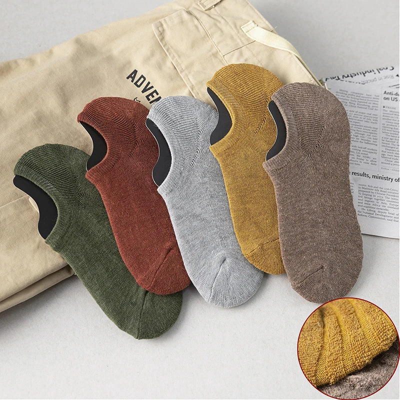 Chaussettes Invisibles Respirantes en Coton Texturé Antidérapant - Homme