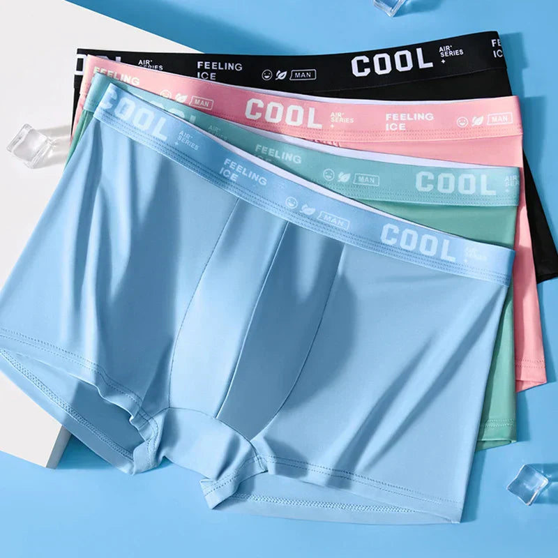 COOL - 4 Boxers Homme Ultra-Légers en Soie Glacée