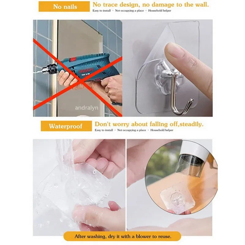 Lot de 20 Crochets Muraux Ultra-Forts Sans Perçage