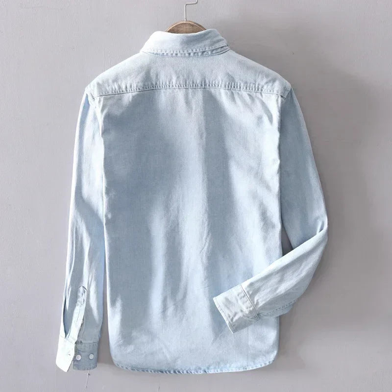 Chemise en Jean 100% Coton à Manches Longues pour Hommes
