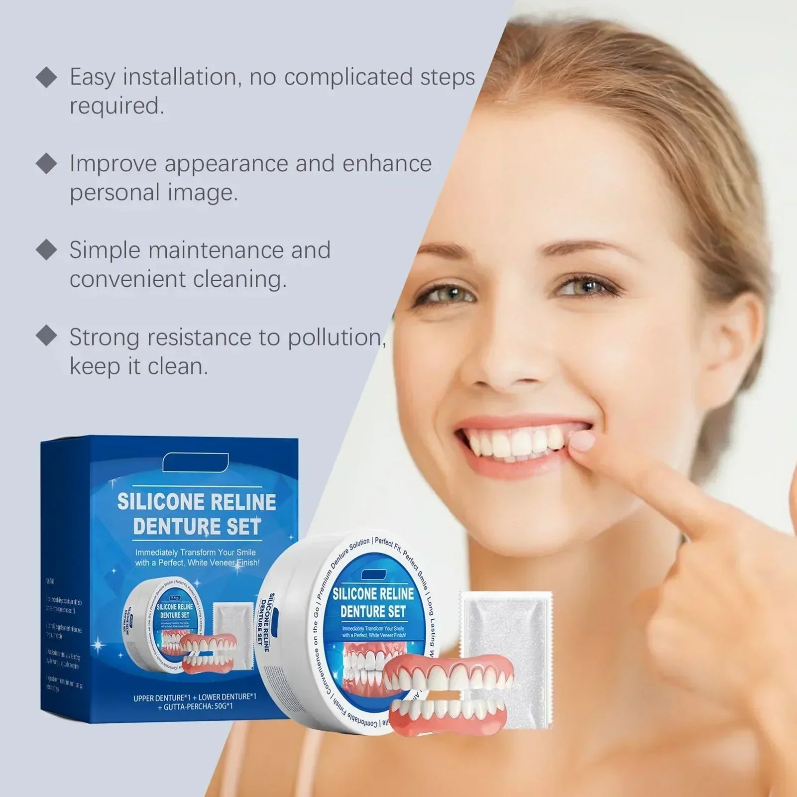 Kit de Prothèse Dentaire - Correction Instantanée du Sourire