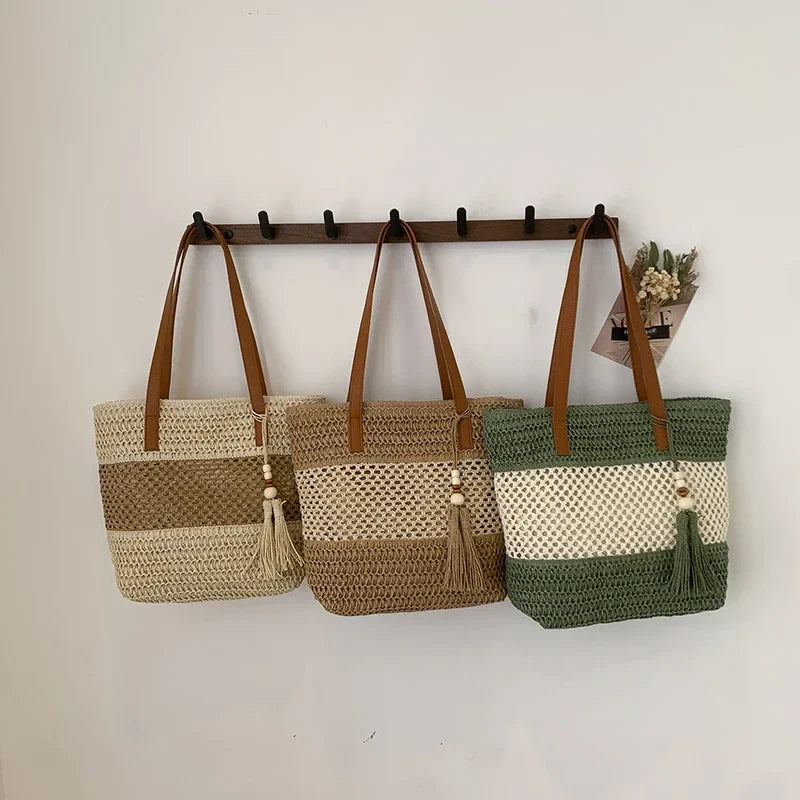 Grand Sac Fourre-Tout Bohème en Lin Tressé