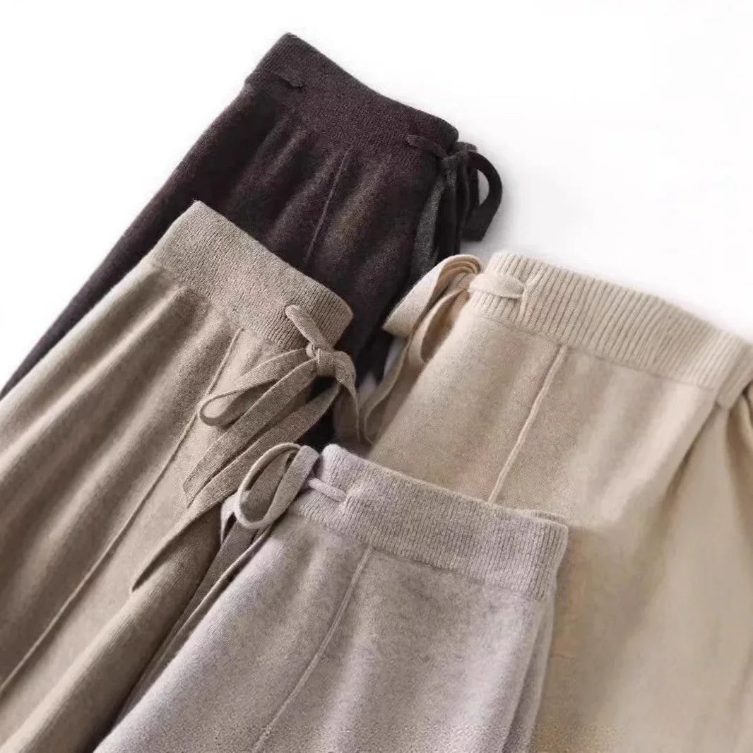 Pantalon en Maille tricoté Coupe droite & Taille élastique