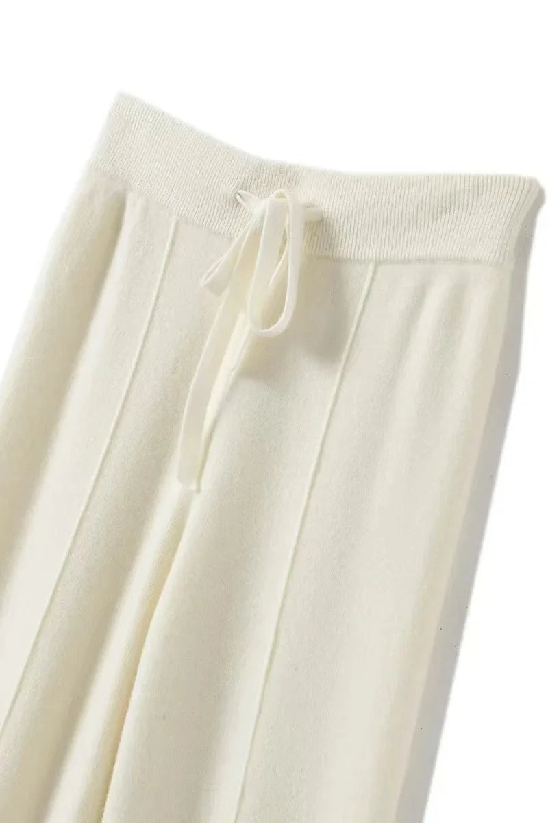 Pantalon en Maille tricoté Coupe droite & Taille élastique