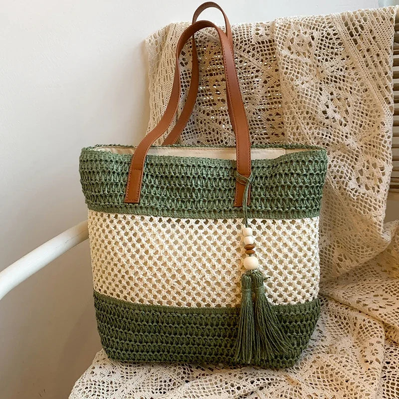 Grand Sac Fourre-Tout Bohème en Lin Tressé