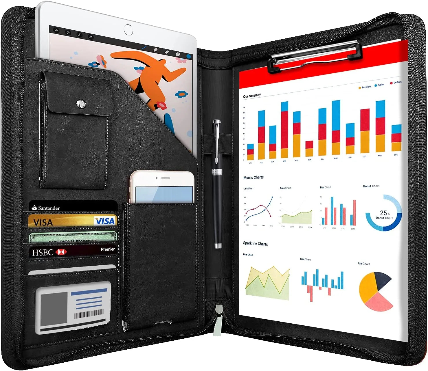 Pochette organisateur pour tablette en cuir véritable