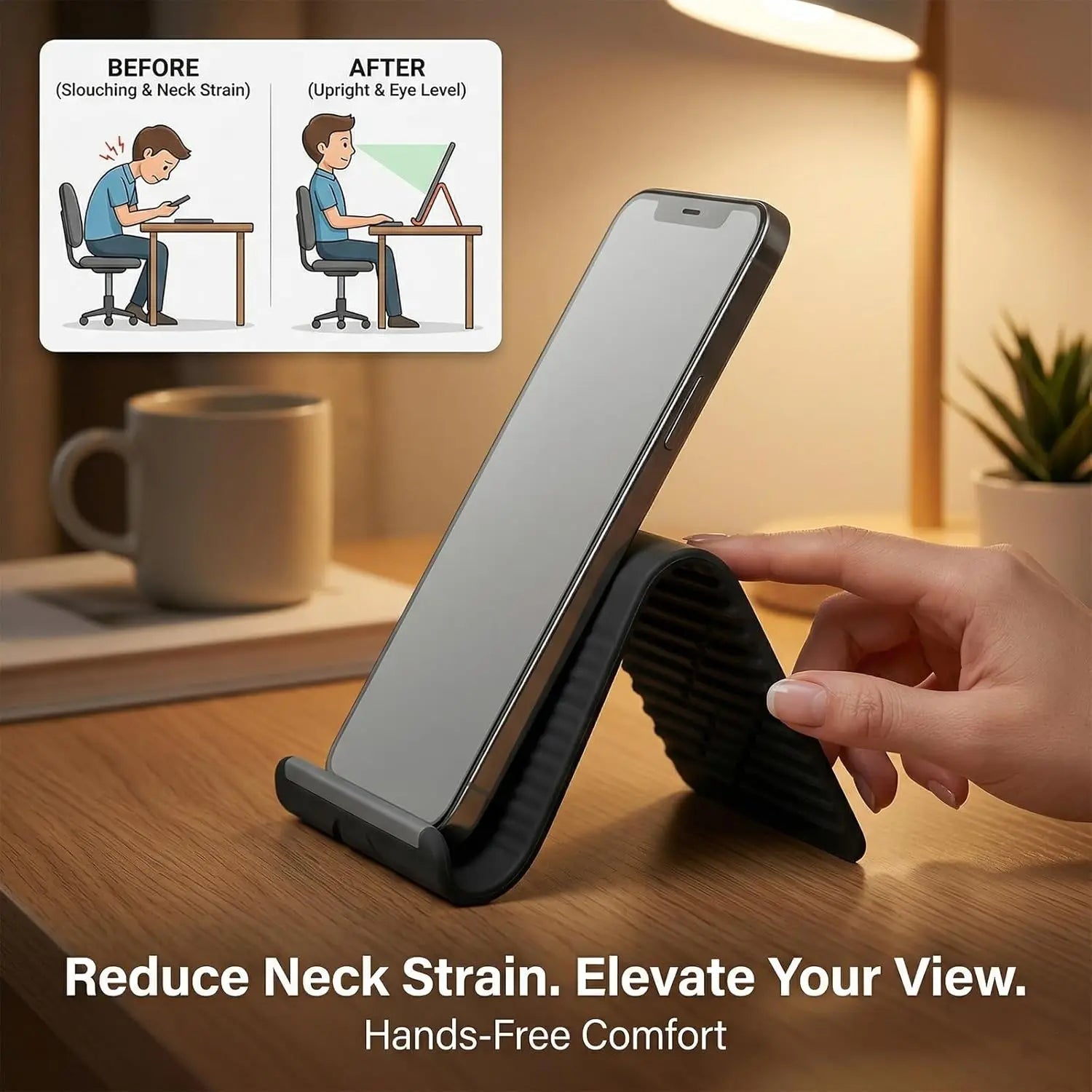 Support téléphone et tablette pliable en silicone — réglable multi-angles