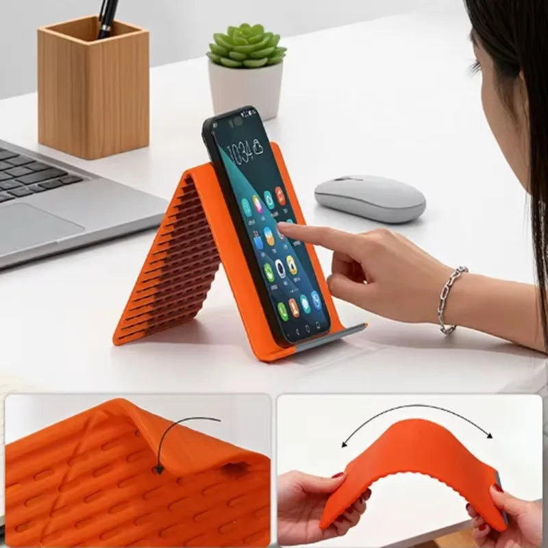 Support téléphone et tablette pliable en silicone — réglable multi-angles