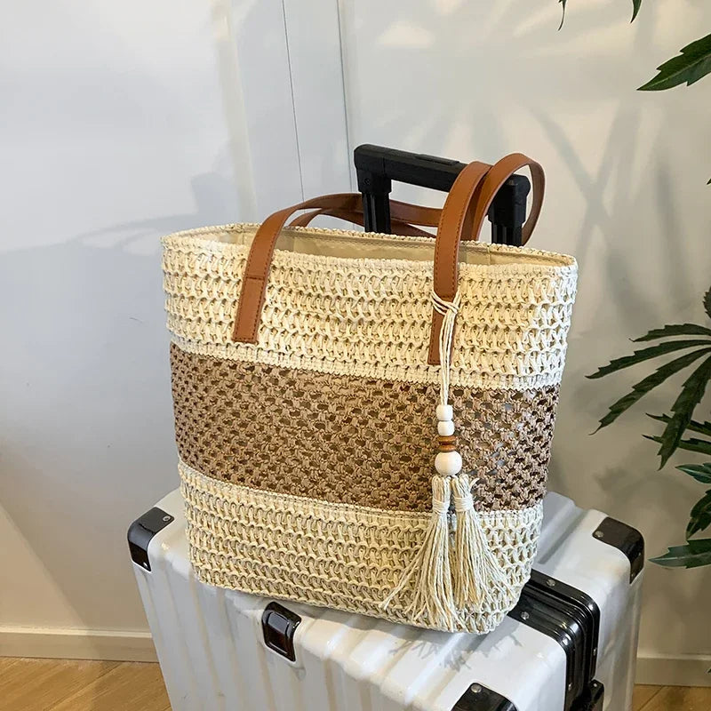 Grand Sac Fourre-Tout Bohème en Lin Tressé