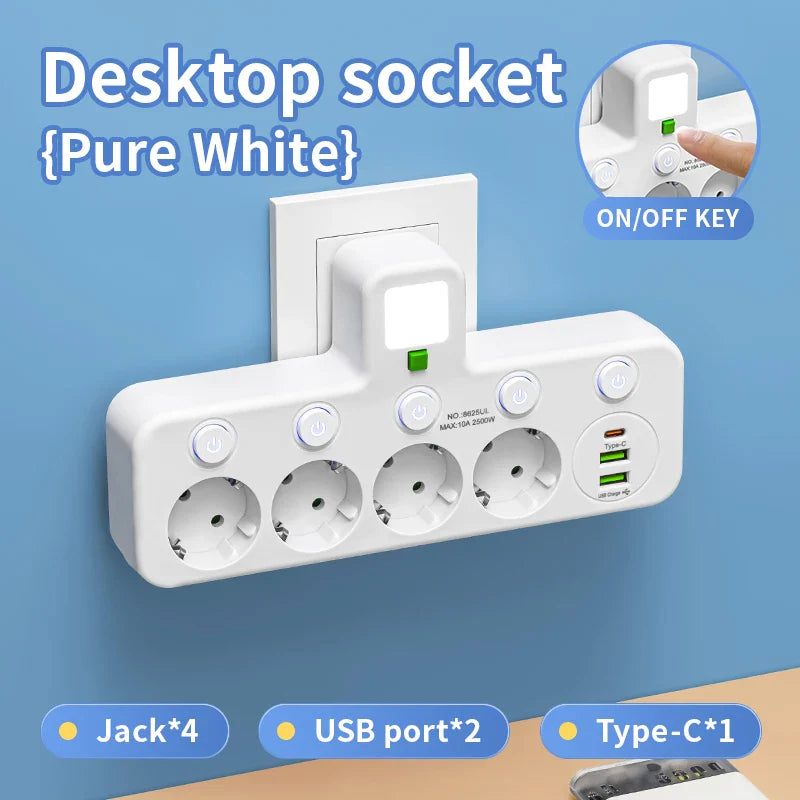 Multiprise Murale Compacte 4 Prises + USB-C