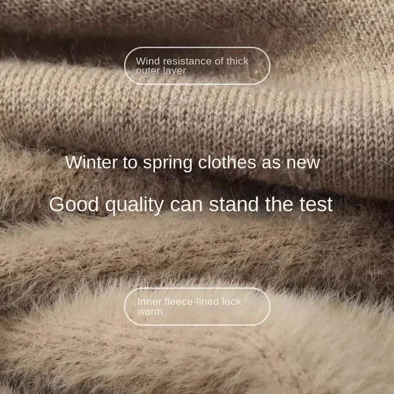 Pull Col Cheminé en Maille avec Doublure Polaire Homme