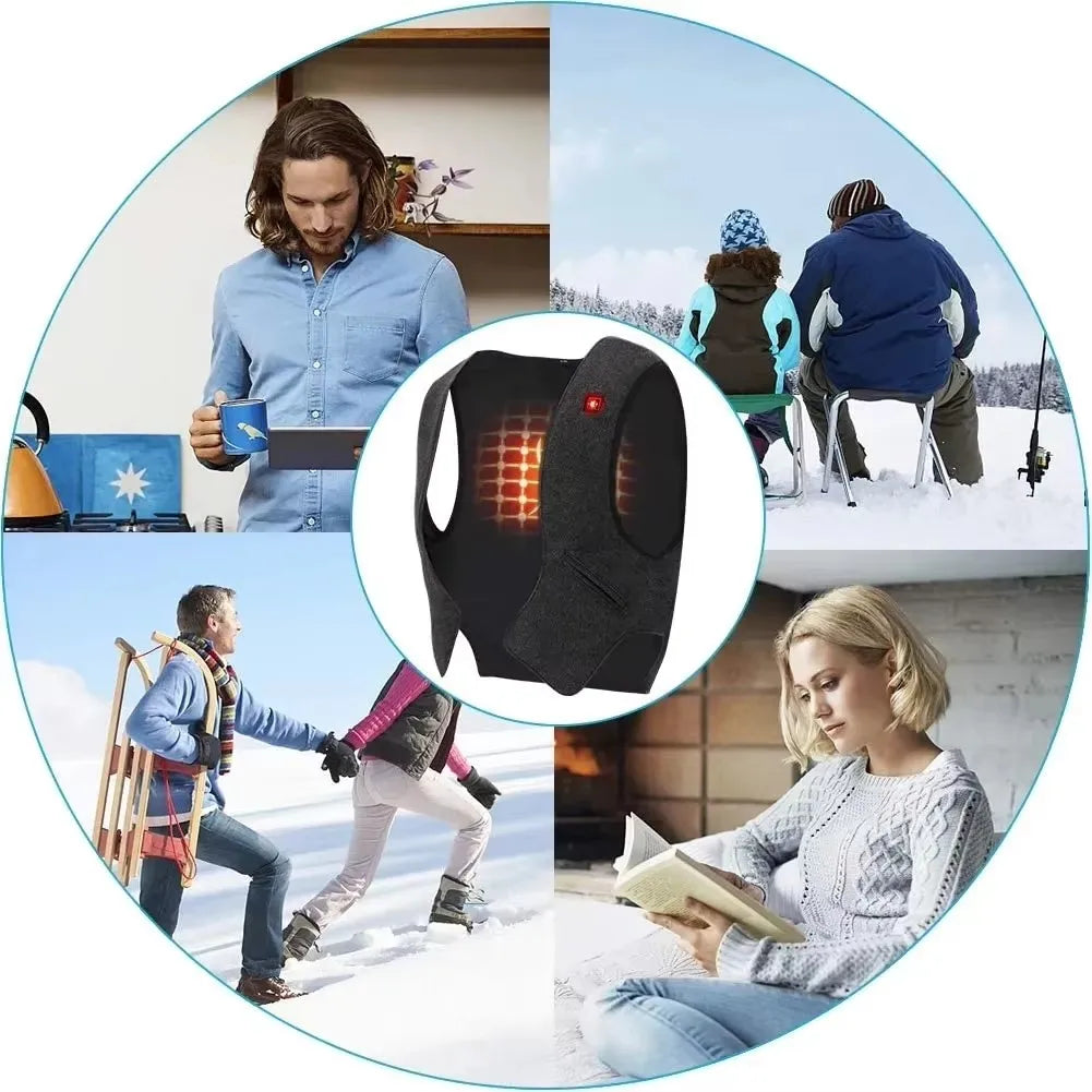 Gilet Chauffant Électrique Femme USB – Chauffage Infrarouge jusqu’à 45°C, Sans Manches, Léger & Confortable pour l’Hiver