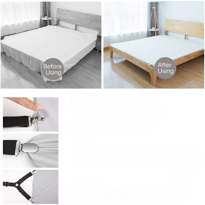 Lot de 4 Attaches Anti Glisse Drap de Dessous