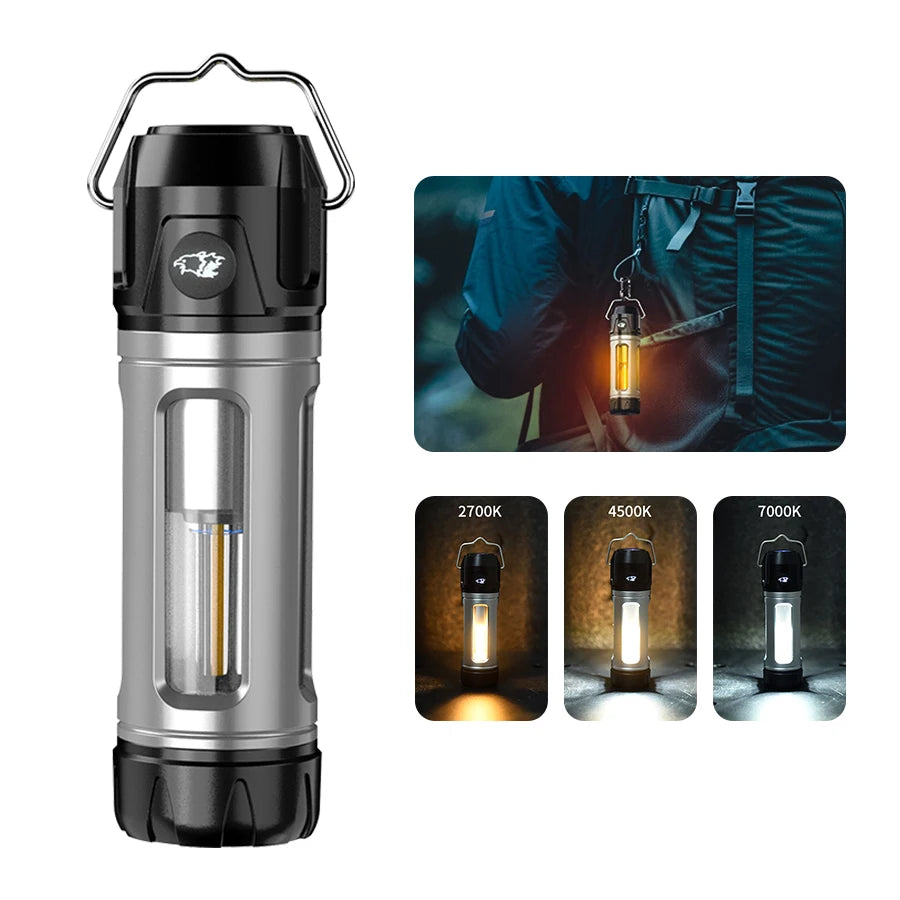 Lot de 2 Lampes Torche de Camping Rechargeable avec Mousqueton 5 Modes dâĂclairage & 8 LED - IdĂ©ale Tente, RandonnĂ©e & ExtĂ©rieur