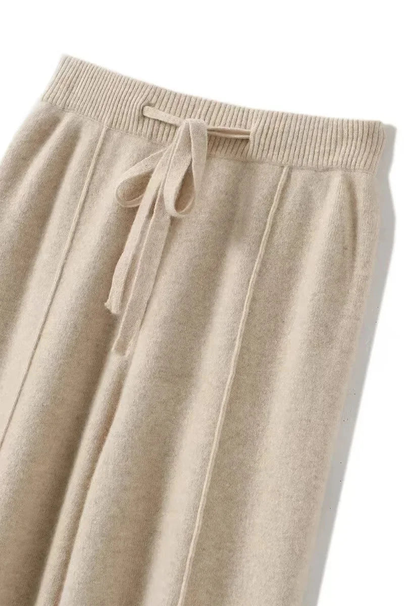 Pantalon en Maille tricoté Coupe droite & Taille élastique