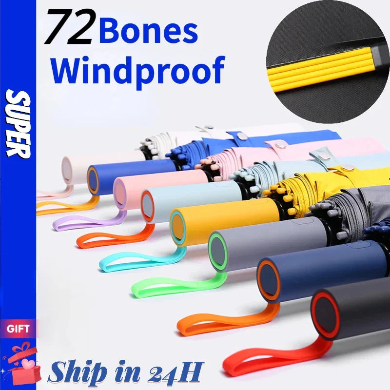 Grand Parapluie ULTRA souple et résistant - 72 arceaux en fibre de verre