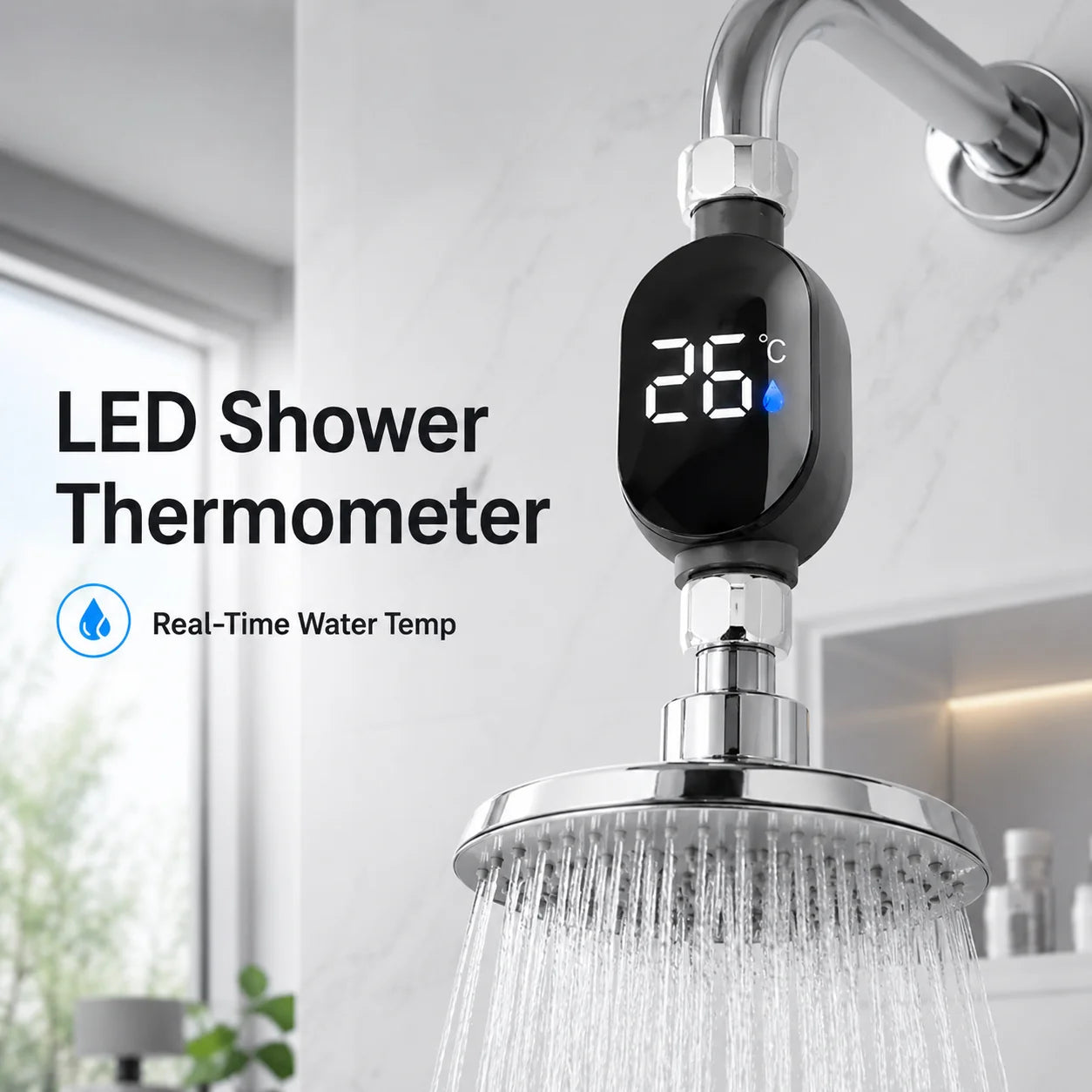 Thermomètre de Douche Numérique LED Installation Facile sur Robinet et Pommeau - 1 ACHETÉ = 1 OFFERT