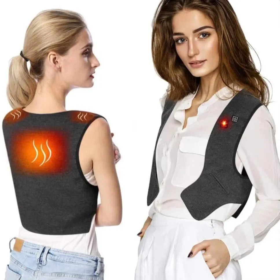 Gilet Chauffant Électrique Femme USB – Chauffage Infrarouge jusqu’à 45°C, Sans Manches, Léger & Confortable pour l’Hiver
