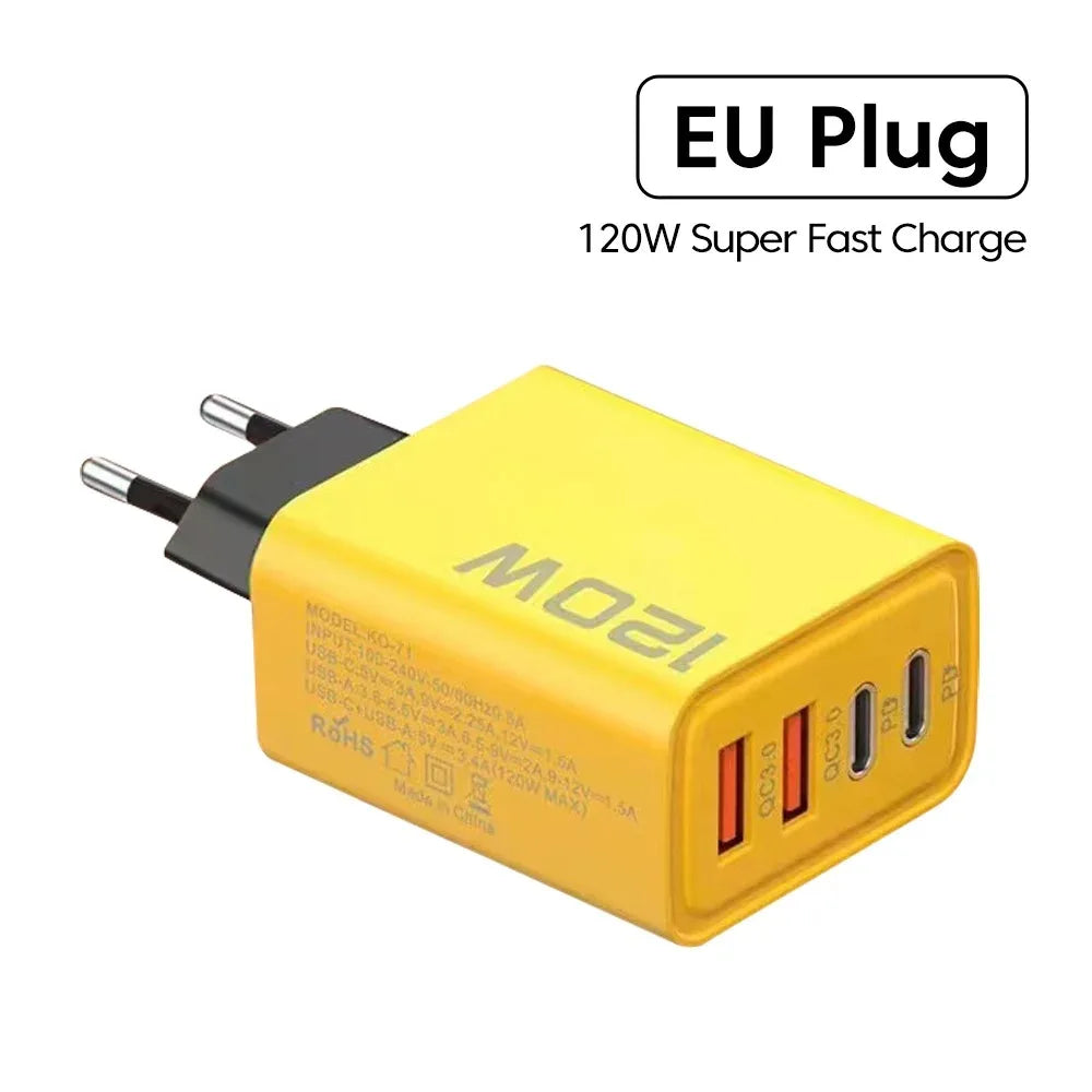 Chargeur 120W Ultra Compact - 2 USB + 2 Type-C
