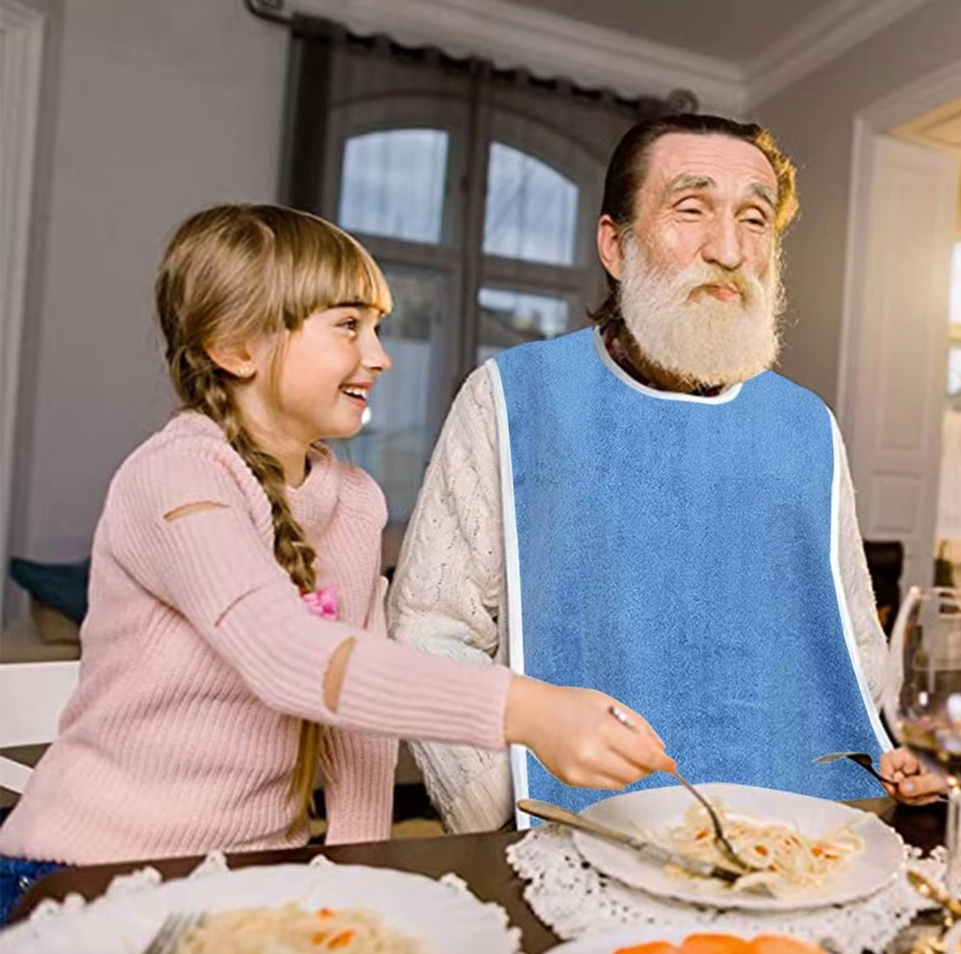 Bavoir XXL pour adulte en Microfibre lavable et réutilsable