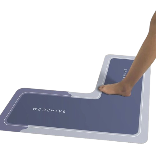 Tapis de Bain en Forme de L Absorbant & Antidérapant