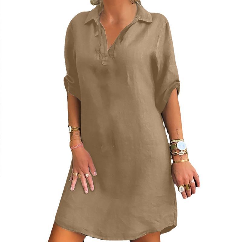 Robe Chemise Nordique Ă Manches Courtes - Stockmania