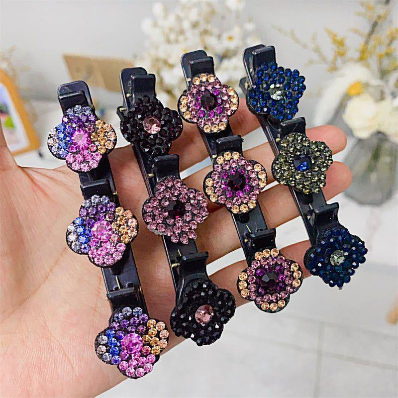 4 x Barrette à Cheveux Latérale à Trois Fleurs