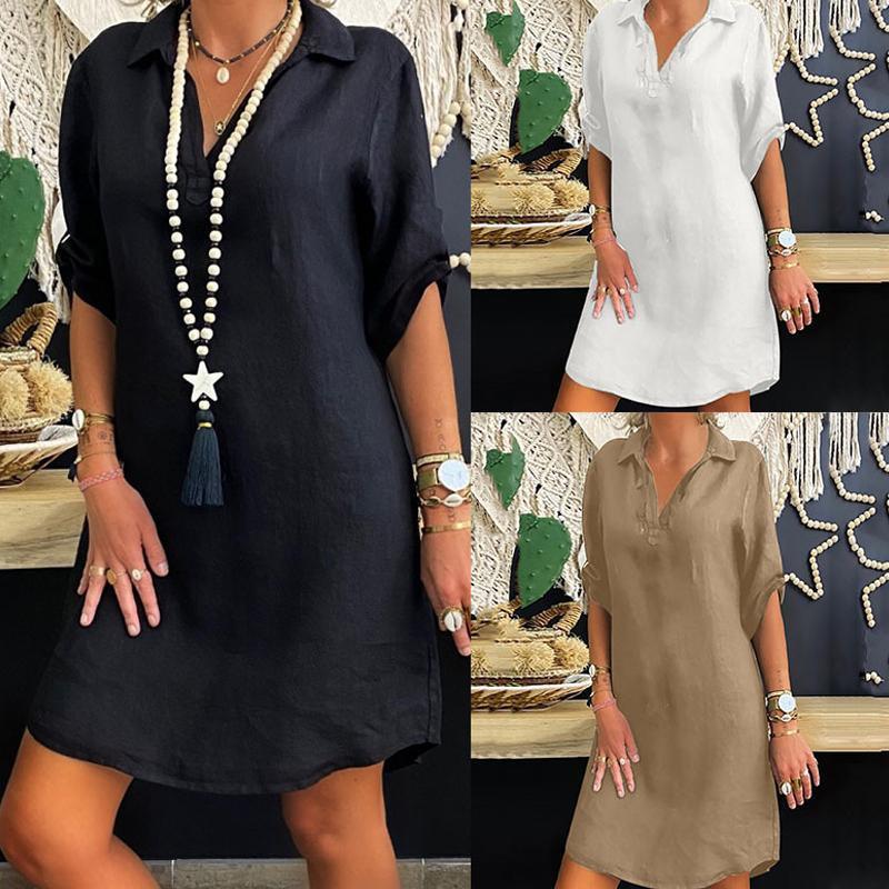 Robe Chemise Nordique Ă Manches Courtes - Stockmania