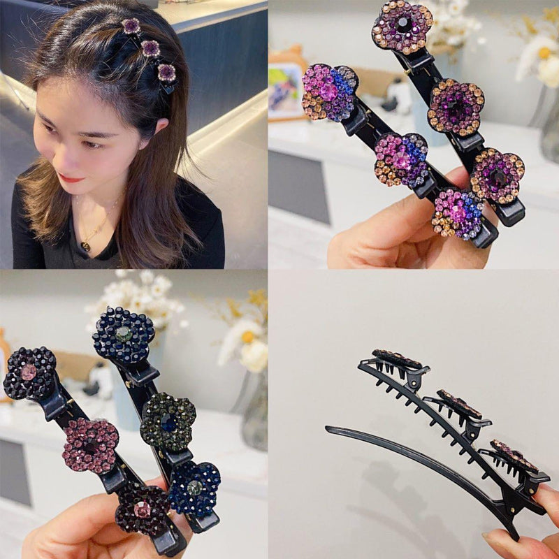 4 x Barrette à Cheveux Latérale à Trois Fleurs