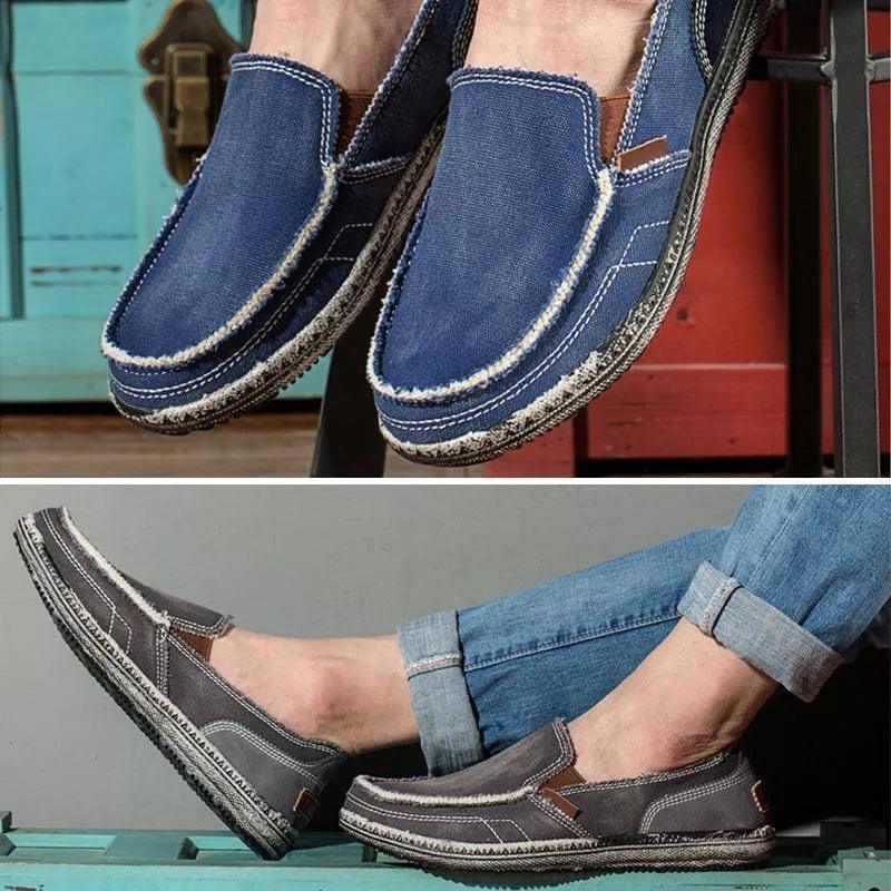 Mocassins en toile denim délavé - Stockmania