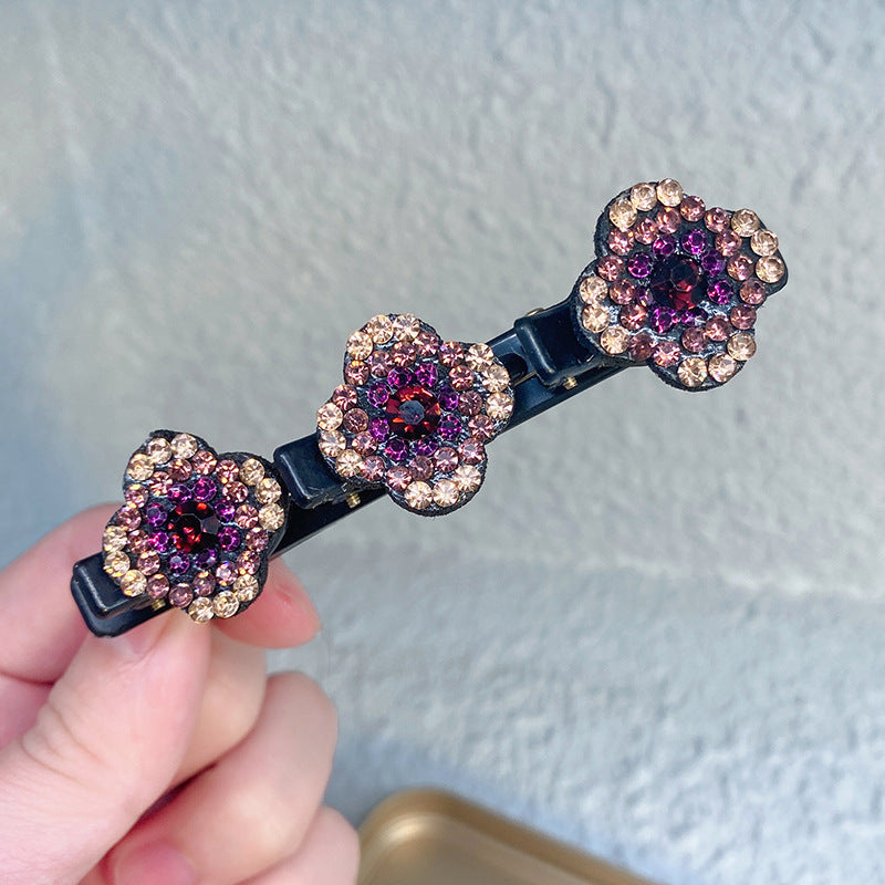 4 x Barrette à Cheveux Latérale à Trois Fleurs
