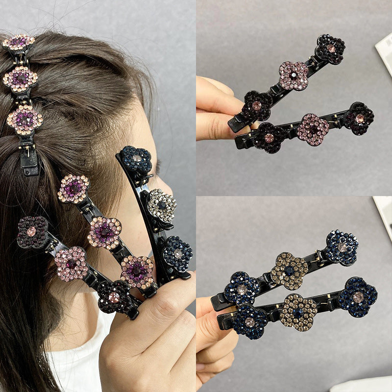 4 x Barrette à Cheveux Latérale à Trois Fleurs