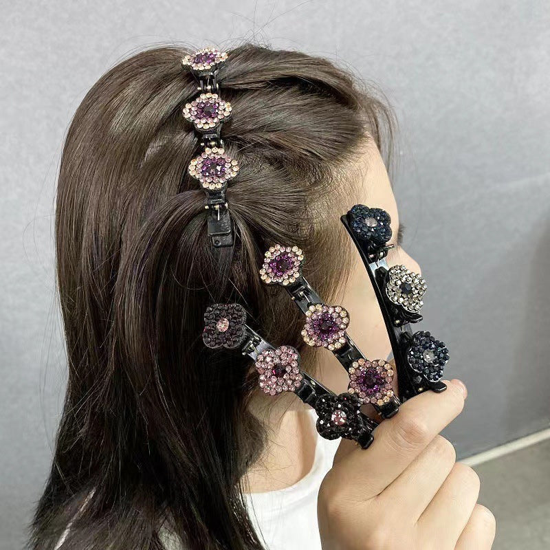 4 x Barrette à Cheveux Latérale à Trois Fleurs