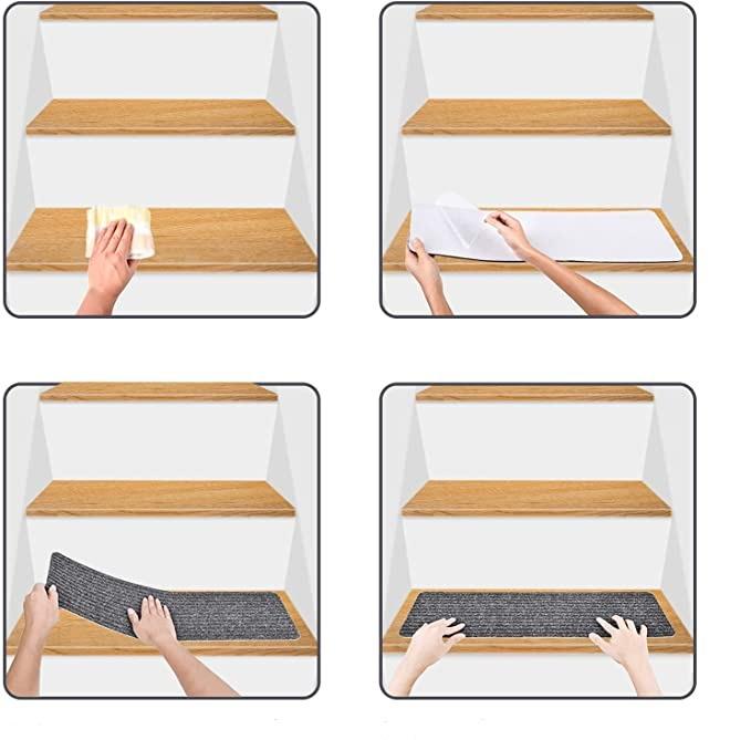 14x Tapis de sol antidérapants pour escaliers - Stockmania