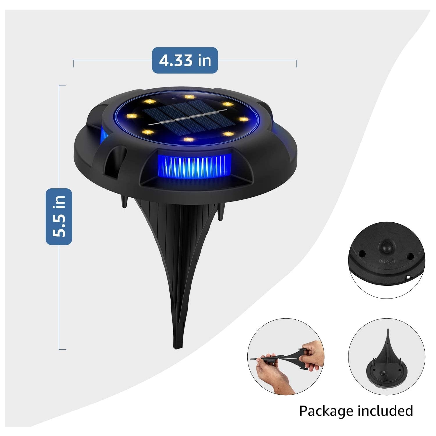 4x Spots LED solaires discrets pour jardin