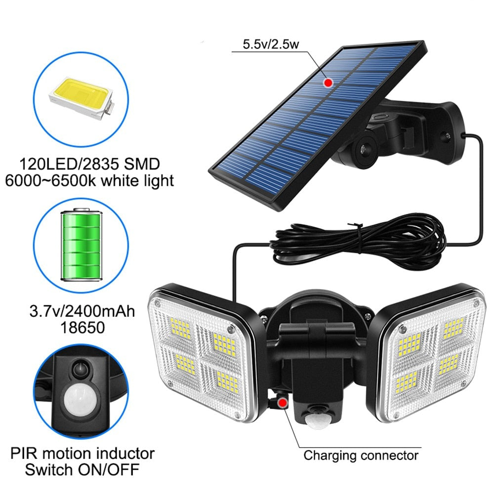 Applique LED solaire double éclairage puissant