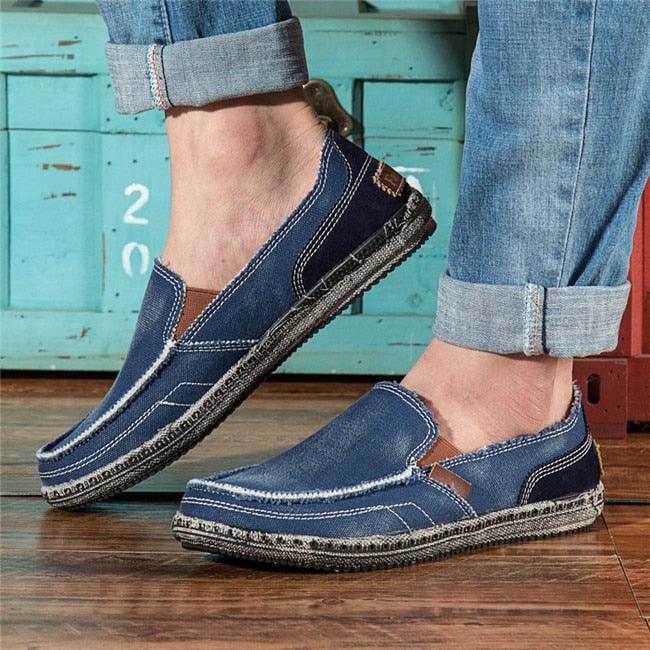 Mocassins en toile denim délavé - Stockmania