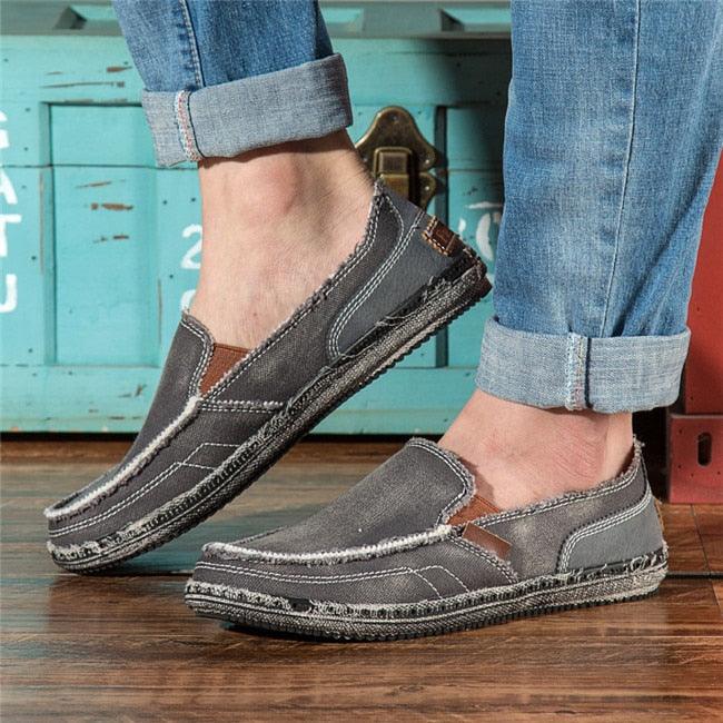 Mocassins en toile denim délavé - Stockmania