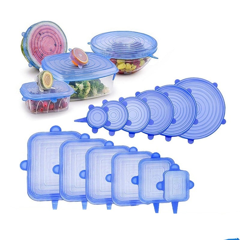 Lot de 12 Couvercles en silicone extensible