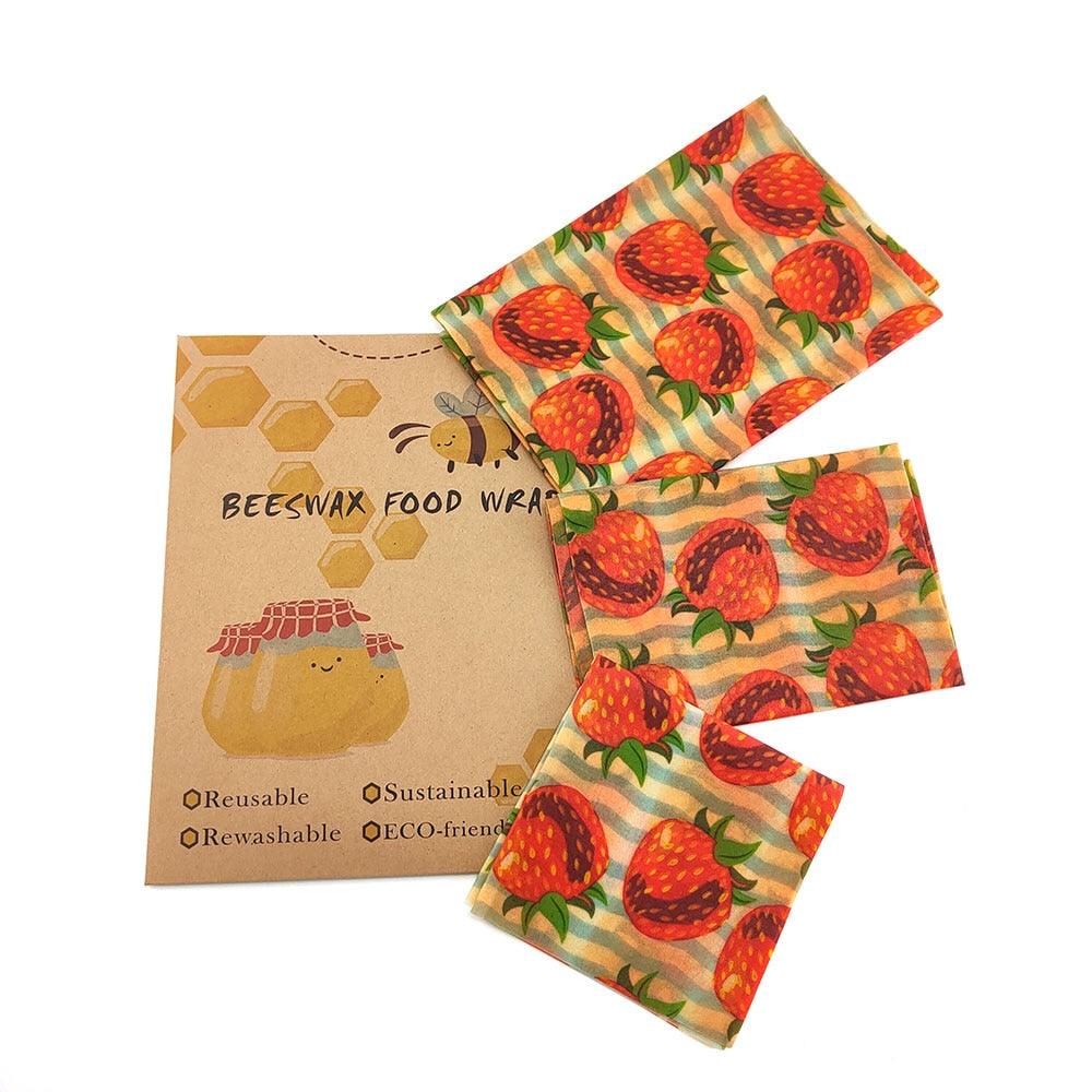 BEE WRAP - Lot de 3 Films alimentaires réutilisables cire d'abeille - Stockmania