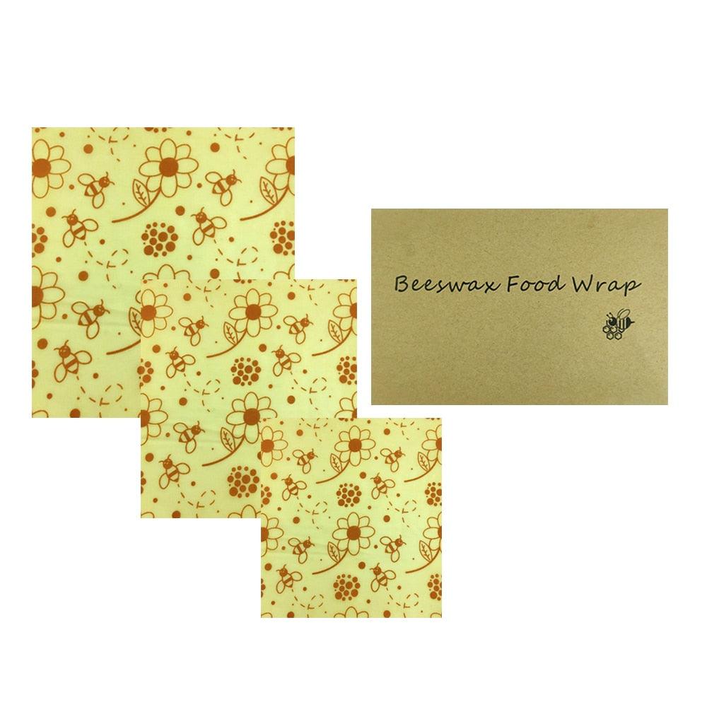 BEE WRAP - Lot de 3 Films alimentaires réutilisables cire d'abeille - Stockmania
