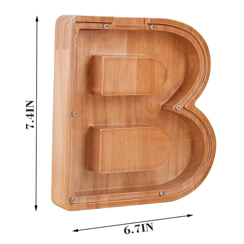 Tirelire en forme de lettre et en bois - Stockmania