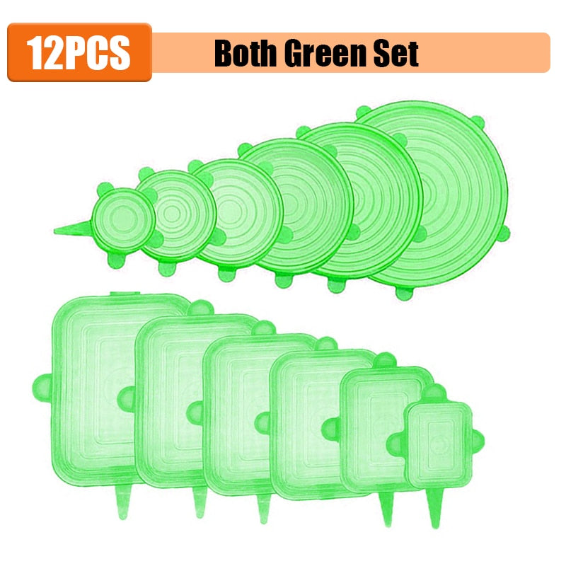 Lot de 12 Couvercles en silicone extensible