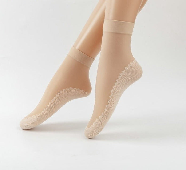 4x Bas transparents et antidérapants