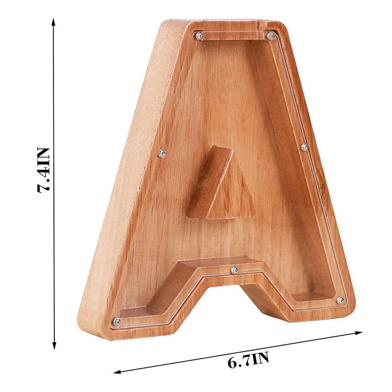 Tirelire en forme de lettre et en bois - Stockmania