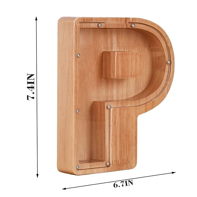 Tirelire en forme de lettre et en bois - Stockmania