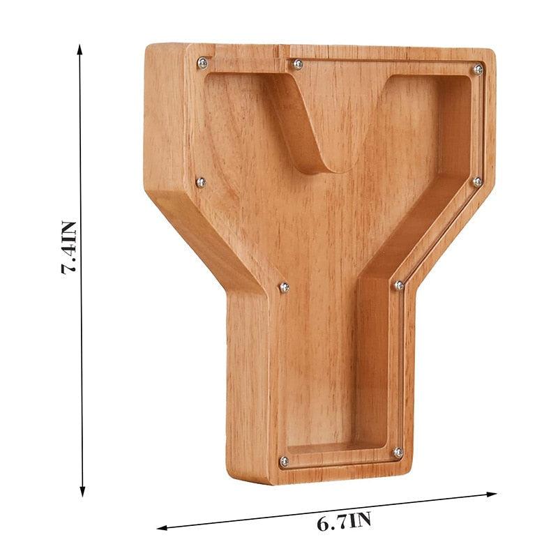 Tirelire en forme de lettre et en bois - Stockmania